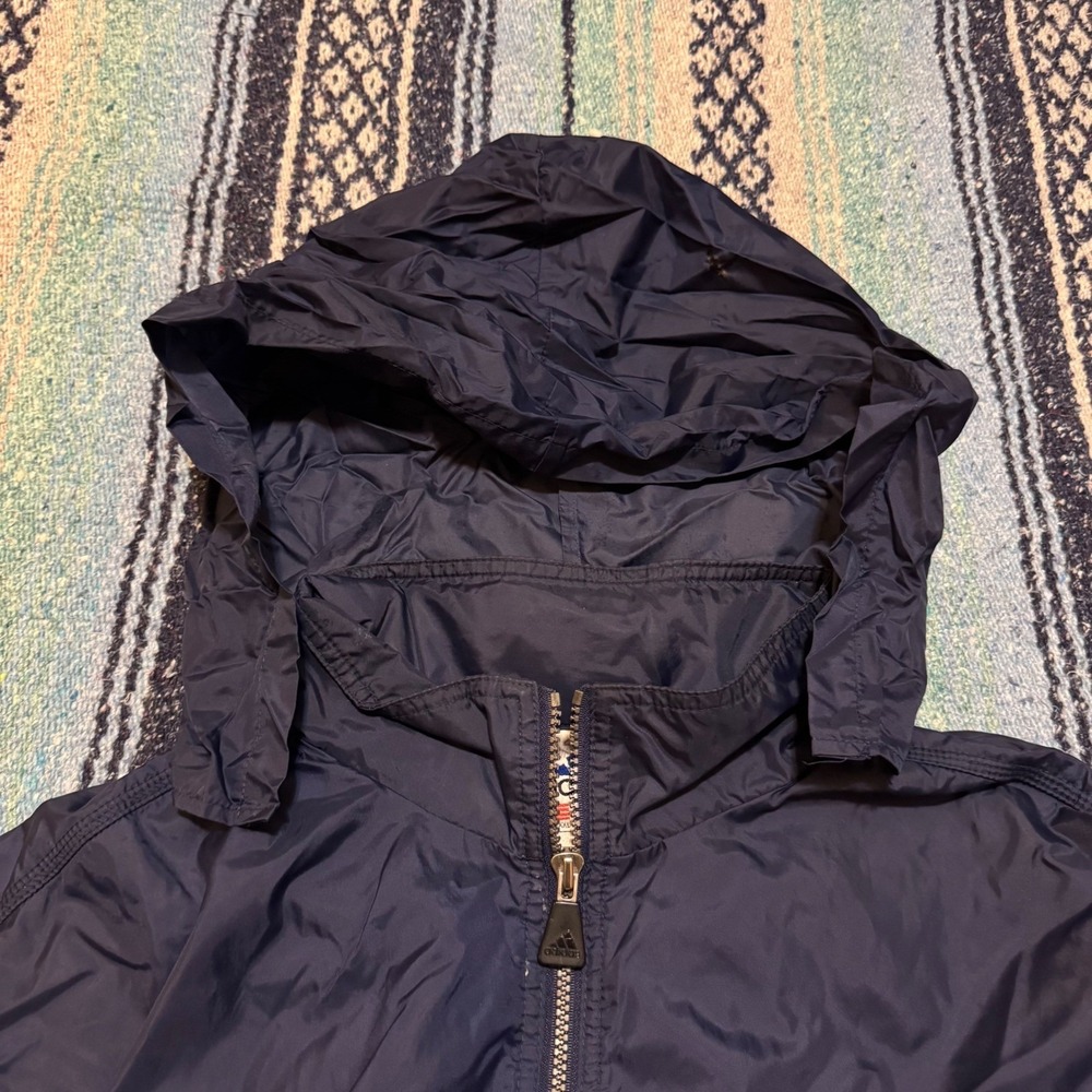 Vintage Adidas Windbreaker Jacket Mens XXL Navy Blue Colorblock Full Zip 90s - Picture 16 of 16